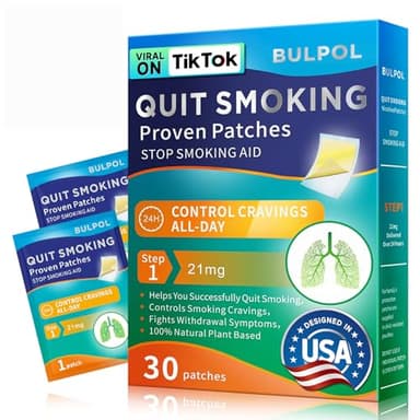 BULPOL Nicotine Patches Step 1 (30 Count), 21mg Stop Smoking Aids Patches, Helping Quit Patch, Easy Effective Anti-Stickers, Quit Smoking Aids that Work with 2 Weeks