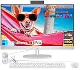 HP 27 All in One Desktop Computer, 27" FHD IPS, with Office Lifetime License, AMD Ryzen 3 7320U, 8 GB RAM, 512 GB SSD, HDMI, Wi-Fi 6, Wired KB & Mouse, Windows 11 Pro, USB Flash Drive, Patented Mouse