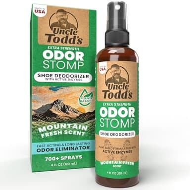 Uncle Todd's Shoe Deodorizer Spray - Proven & Powerful Enzyme Formula Spray for Shoe Odor Elimination in All Footwear (Mountain Fresh)