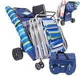 Ultimate Buggy Beach Cart with Big Wheels for Sand, Wide Wheel Wagon with Insulated Cooler Bag, Body Board and Umbrella Holder, 100 lbs Capacity