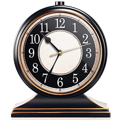 AYRELY® Vintage Desk Clock Silent-Non-Ticking 10-inch dial Table Clock,Retro Mantel Clocks and Easy to Read for Living Room, Bedroom, Shelf Decoration, Fireplace, Farmhouse Decor (Black)
