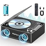 Portable CD Player with Bluetooth 5.3, Greadio 4000mAh Rechargeable CD Player with Remote Control, FM Radio, CD Player with Speakers for Home, CD Player for Car, Supports USB, TF, AUX, Optical Input