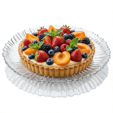 Large Glass Serving Platter 12.5” (31.5 cm) – Elegant Clear Presentation Plate for Cake, Desserts, Cheese, Appetizers & Table Decor (Ribbed 12.5”)