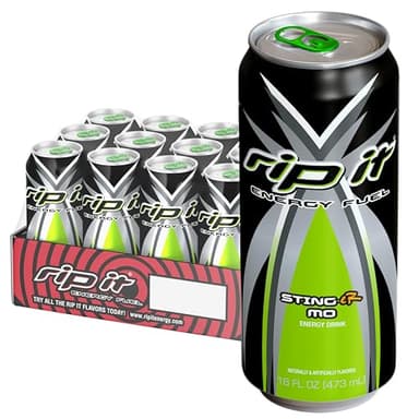 Rip-It Energy Drink | Sting-Er Mo | Tropical Fruit Flavor | 12-Pack (16oz Cans) | 160mg Caffeine | Smooth Finish | Ignite Focus | Hardcore Energy That Rips!