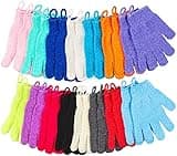 30 Pcs Exfoliating Gloves for Shower, 15 Colors Body Exfoliator Glove with Hanging Loop, Scrub Exfoliate Glove Mitt Bath Face Spa Hand Scrubber Wash Deep Scrubbing Dead Skin for Women Men, by Aisuly