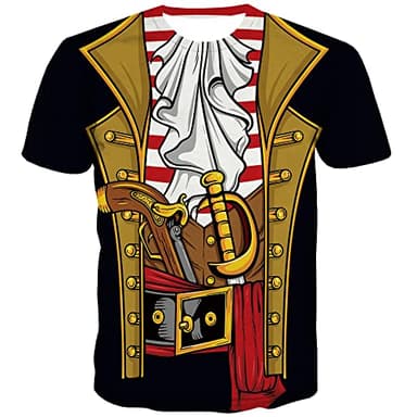 KYKU Black Pirate Shirt Men Costume Adult Captain Family Guy Night Accessories