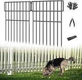 25 Panels Garden Fencing Animal Barrier, 17in (H) X 27ft (L) No Dig Dog Fence, 1.25 in Gap Fence Border for Dogs Rabbits, Rustproof Metal Decorative Fences Blocker for Outdoor, Yard, Patio