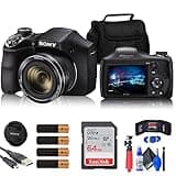 Sony Cyber-Shot DSC-H300 Digital Camera (Black) (DSCH300/B) + 64GB Memory Card + Card Reader + Case + Flex Tripod + Memory Wallet + Cleaning Kit (Renewed)