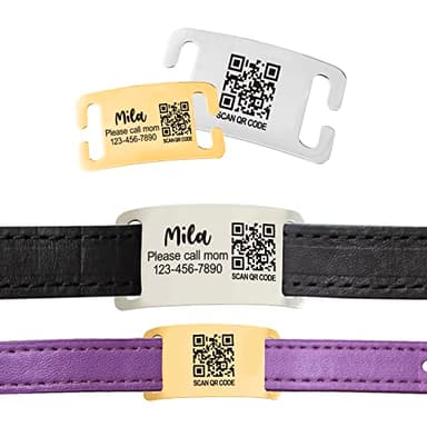 Scannable QR Code Pet ID – Silent Slide-On Custom Name Plate for Collars and Harnesses, Personalized Lost & Found Info