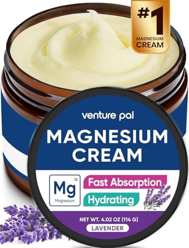 Venture Pal Topical Magnesium Cream, Fast-Absorbing Magnesium Moisturizing Lotion with Coconut Oil, Shea Butter & Hyaluronic Acid, Suitable for Kids
