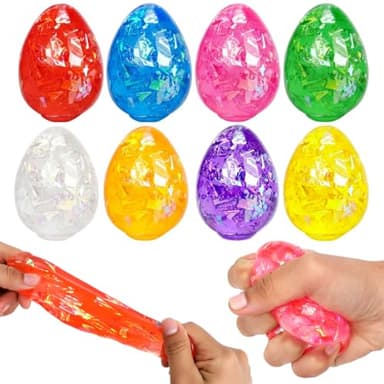 BEIGUO 8pcs Easter Egg Stress Balls,Squishy Stress Relief Toys for Easter Basket Stuffers, Easter Egg Fillers,Party Favors
