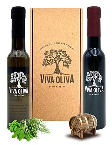 Viva Oliva Two 200ml (6.8oz) Variety Gift Set - Tuscan Herb Infused Olive Oil and Traditional 18 Year Balsamic Vinegar - Premium Quality - 100% Natural
