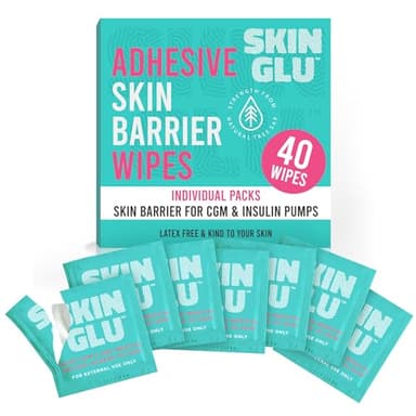 Not Just A Patch Skin Glu Skin Prep Wipes (40 Pack) – Hypoallergenic Latex-Free Pre-CGM Skin Barrier Wipes for Blood Sugar Monitoring Sensors, Patches & Insulin Pumps – Gentle on Sensitive Skin