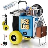 PYY Beach Cart with 13" Big Balloon Wheels for Sand, 352LBS Loading Capacity, Lightweight Folding Aluminum Beach Dolly Wagon Trolley Buggy with 15"*23" Large Cargo Deck, 33"-51.6" Adjustable Handle