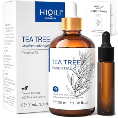 HIQILI Tea Tree Oil for Skin, Hair, Toenail, Add to Shampoo, Body Wash, Foot Soak - 3.38 Fl Oz