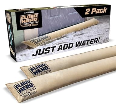 Flood Hero 3 ft Water Activated Sandbags - 2 Pack Flood Bag Barriers for Home