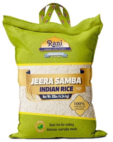 Rani Jeera Samba Indian Rice 160oz (10lbs) 4.54kg Cloth Bag ~ All Natural | Gluten Friendly | Vegan | Kosher | Export Quality | Indian Origin