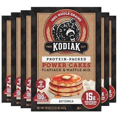 Kodiak Cakes Protein Pancake Power Cakes, Flapjack and Waffle Baking Mix, Buttermilk, 20 Oz, (Pack of 6)