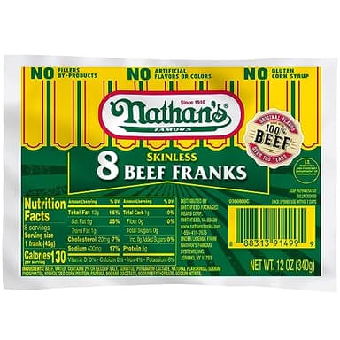 Nathan's, Skinless Franks, 12 oz