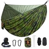 Camping Hammock, Portable Hammocks with Mosquito Net,Lightweight Nylon Parachute Hammock with 10ft Tree Straps,Camping Gear Must Haves for Travel,Hiking,Backpacking,Beach,Patio-Plaid Camouflage
