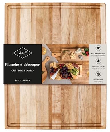 Large Canadian Maple Wood Cutting Board with Juice Groove - Chopping & Serving for Food Prep, Natural Durable Edge Grain Wooden Cutting Board for Kitchens - 14" x 20" x 0.75"