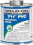 Weld-On 10119 711 Industrial Grade PVC Heavy-Bodied High Strength Solvent Cement - Medium-Setting and Low-VOC, Gray, 1 Quart (32 fl oz)