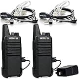 Retevis RT22 Walkie Talkies, Mini 2 Way Radio Rechargeable, VOX Handsfree, Portable, Two-Way Radios Long Range with Earpiece, for Family Road Trip Camping Hiking Skiing(2 Pack, Black)