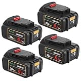 waitley 4 Pack 20V 6A Replacement Battery Compatible with Dewalt DCB200 DCB206 DCD DCF DCG Series Cordless Tools