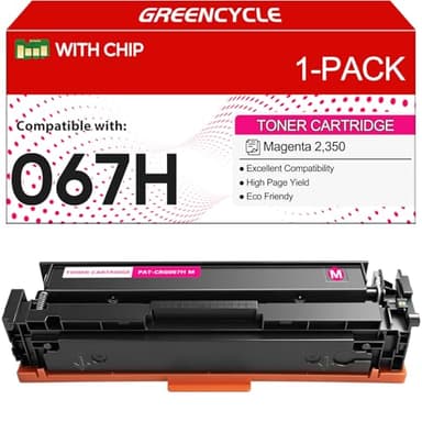 greencycle 067H Magenta Toner Cartridge High Yield [with Chip] Compatible Replacement for Canon 067 067H CRG067H for ImageCLASS LBP633Cdw LBP632Cdw MF652Cdw MF653Cdw MF654Cdw MF656Cdw (1 Pack)