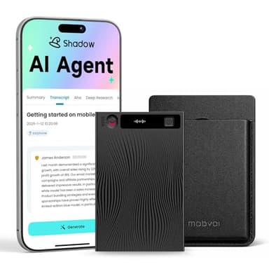 Mobvoi TicNote AI Voice Recorder w/AI Transcription & Summary, APP Control AI Note Taking Device Supports 120+ Languages for Lectures, Meetings &Calls, Dual-Mode Recording, 64GB, 2026 New Version