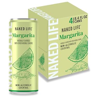 Naked Life Non-Alcoholic Drinks, Margarita, Zero Sugar, Low Calorie, Alcohol-Free Cocktails 4 pack, 8.4 fl oz cans
