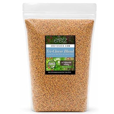 Tri-Clover by Eretz - Three Part Blend of Clovers Providing Beauty, Cover, and Natural Attractant. No Coatings or Fillers, Premium Seeds (5lb)