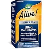 Nature's Way Alive! Men’s 50+ Daily Ultra Multivitamin, High Potency Formula, Supports Healthy Brain, Eyes & Heart*, with Methylated B12, Gluten-Free, 60 Tablets (Packaging May Vary)