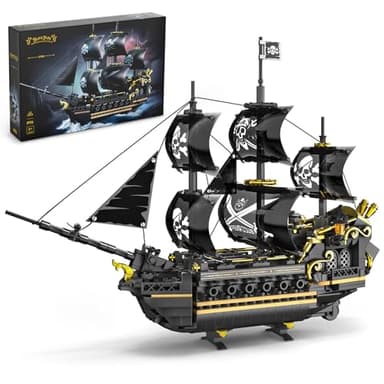 Pirate Ship Building Set for Boys & Adults, Black Pearl Ship Toys Building Kit, Collectible Pirate Boat Valentine Day Birthday Gift for Teens Kids Age 8 12 14+