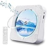 CD Player Portable Bluetooth 5.1 Desktop CD Player with HiFi Sound Speakers,Remote Control,Dust Cover,LED Display,Boombox FM Radio,USB/AUX for Home,Kids (White)