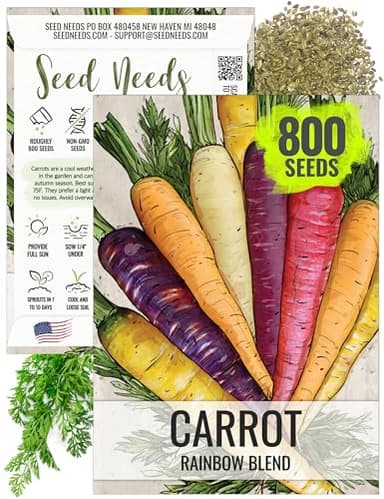 Seed Needs Carrot Seeds for Planting Rainbow Carrots - Non-GMO Heirloom & Untreated Veggie Seed to Grow a Home Grown Vegetable Garden in Fall or Spring (1 Pack)