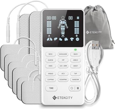 Etekcity 4-Channel Rechargeable TENS Unit,FSA-HSA Eligible Muscle Stimulator for Pain Relief, After-Exercise Relaxation, Physical Therapy, 8 Electrode Pads, Back,Neck,Shoulder,Sciatica, Period Cramps
