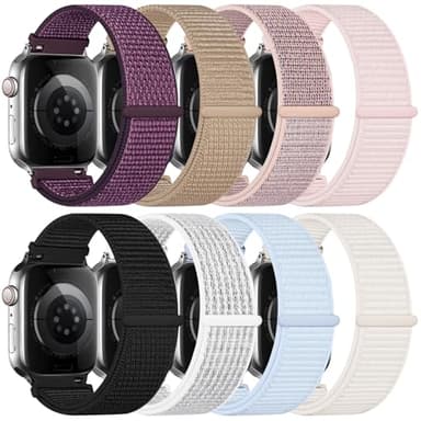 8 Pack Nylon Sport Loop Band Compatible with Apple Watch Band 38mm 40mm 41mm 42mm 44mm 45mm 46mm 49mm - Soft Breathable Replacement Straps for iWatch Series 11 10 9 8 7 6 5 4 3 2 1 SE Ultra Women Men