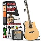 Pyle Cutaway Acoustic Electric Guitar and Amp Kit, 4/4 Full Size Spruce Wood Body with 10W Amplifier, Gig Bag, Strap, Extra Steel Strings, Picks, Cable, for Beginners and Adults, Natural