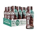 OWYN Only What You Need Plant Based Protein Shake, Dark Chocolate, 20g Vegan Protein from Organic Pumpkin seed, Flax, Pea Blend, Omega-3, Prebiotic supplements, Gluten and Soy-Free, (12 Pack)