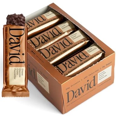 David Bronze High Protein Bars - S'mores Chocolate Crunch Flavor - 0g of Sugar, Low Carb, Gluten Free - 20g of Protein, 150 Calories - On-The-Go Snack, Pack of 12