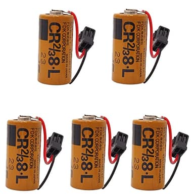 KUANMAI 5PCS CR2/3 8.L 3V Battery Compatible for Fuji CR2/38.L 3V PLC Lithium Battery FDK CR2/38.L with Black Head