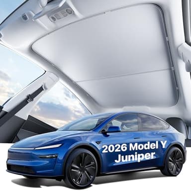 Tesla New Model Y (2025–2026) Roof Sunshade Double-Layer Heat Block Sunroof Shade Ice-Cooling Reflective Fabric 99% UV Protection Tesla New Model Y Accessories White