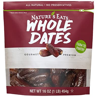 Nature’s Eats Whole Pitted Dates - Non-GMO, Gluten-Free, Vegan, Kosher Dried Fruits, Naturally Sweet Source of Fiber, Healthy Snacks for Adults & Kids - 16 oz