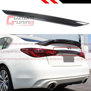 Cuztom Tuning Real Carbon Fiber Trunk Trim Chrome Delete Cover Lid Compatible for 2018-2024 Infiniti Q50