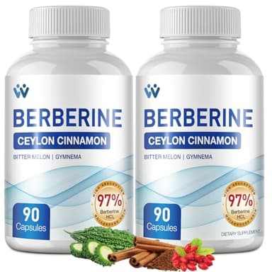 WACHRAY Berberine Supplement 1500mg - Berberine with Ceylon Cinnamon, Berberine HCl 97% Purity Complex Supplements, Non-GMO Vegan - 180 Capsules