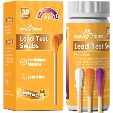Easy@Home Lead Test Kit – 30 Rapid Testing Swabs with 30‑Second Colour‑Change Results. at Home Lead Test Kits Use for Paint, Toys, Dishes, Metals, Ceramic, Wood #EZLT-S:30