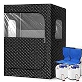 Tehanld 2 Person Portable Steam Sauna for Home, Extra Large Sauna Box, Upgraded 2 Steamer, 2 Foldable Chair & Remote Control