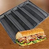 FETESUR Silicone Perforated Baking Forms Sandwich Mold French Baguette Bread Pan Food Mat 5 Loaf Non-Stick Baking Liners