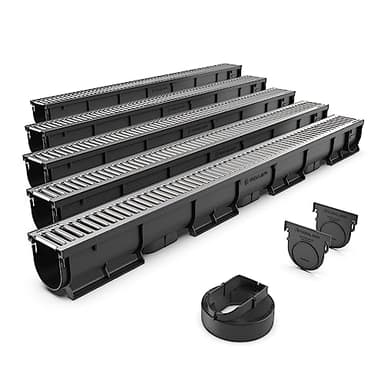 Vodaland - 3 Inch Trench Drain Stainless Pro Channel - 5 Pack